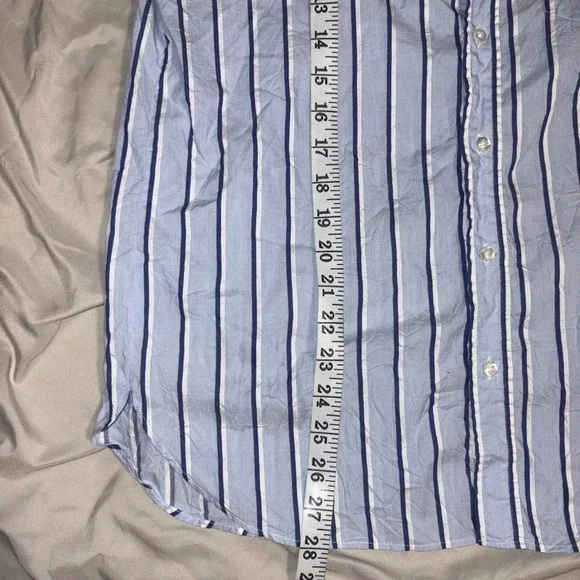FRANK & EILEEN Joedy Button Down Women XS Blue Striped Cotton Woven In Italy - Picture 11 of 12